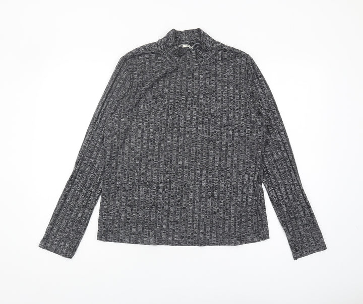 Whistles Women's Grey Basic Long Sleeve High Neck Top