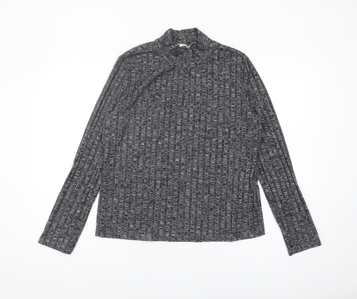 Whistles Women's Grey Basic Long Sleeve High Neck Top