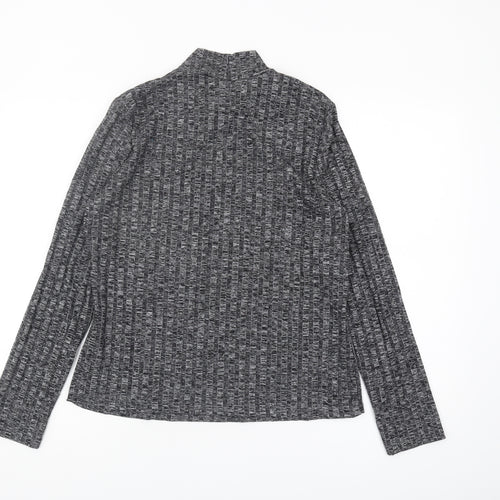Whistles Women's Grey Basic Long Sleeve High Neck Top