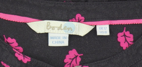Boden Women's Black Floral Blouse UK 12