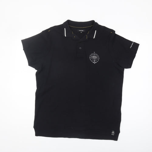 Firetrap Men's Black Polo, M, Short Sleeve, Logo Accent