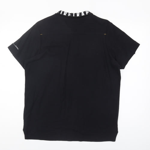 Firetrap Men's Black Polo, M, Short Sleeve, Logo Accent