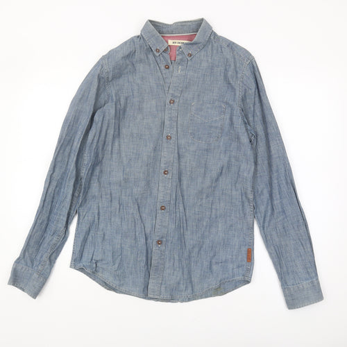 Ben Sherman Men's Blue Cotton Chambray Shirt S