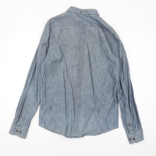 Ben Sherman Men's Blue Cotton Chambray Shirt S