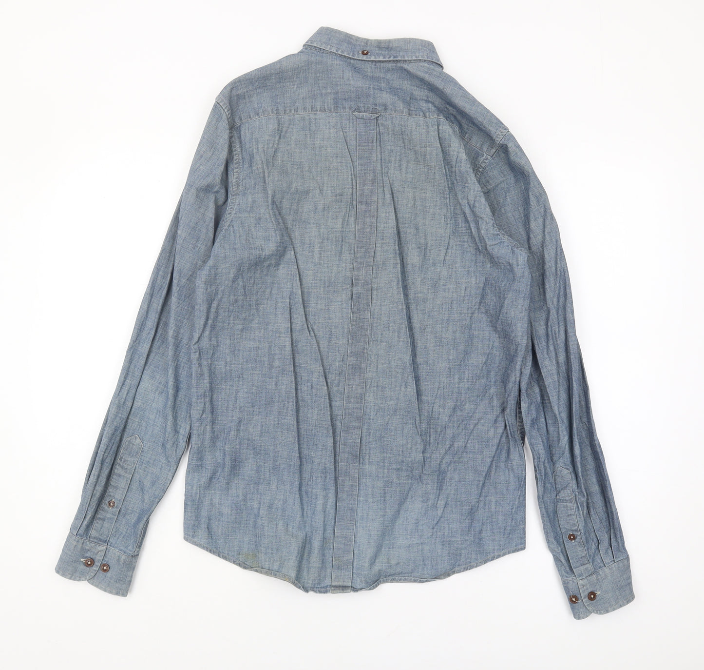 Ben Sherman Men's Blue Cotton Chambray Shirt S