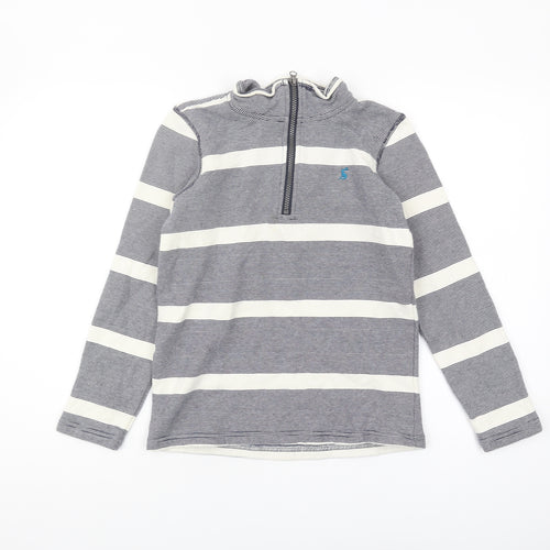 Joules Boys Blue Striped 1/4 Zip Sweatshirt Age 9-10