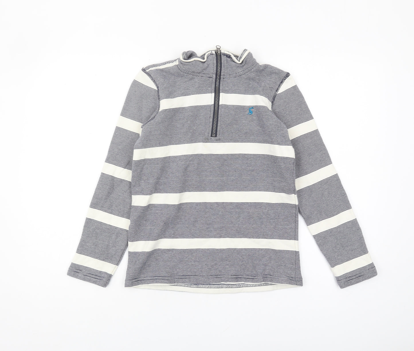 Joules Boys Blue Striped 1/4 Zip Sweatshirt Age 9-10