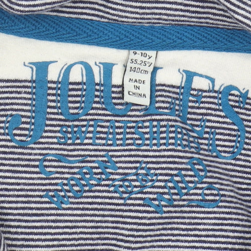 Joules Boys Blue Striped 1/4 Zip Sweatshirt Age 9-10
