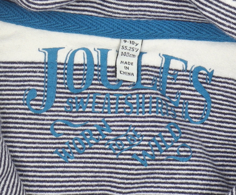 Joules Boys Blue Striped 1/4 Zip Sweatshirt Age 9-10