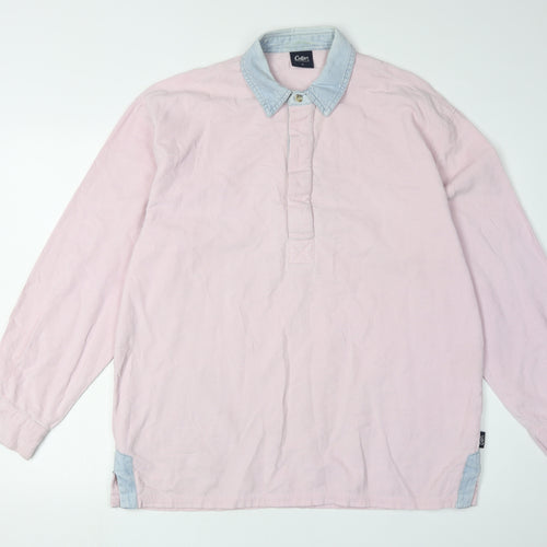 Cotton Traders Men's Pink Long Sleeve Polo Shirt M