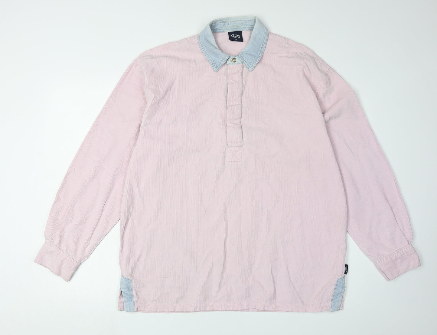 Cotton Traders Men's Pink Long Sleeve Polo Shirt M