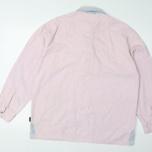 Cotton Traders Men's Pink Long Sleeve Polo Shirt M