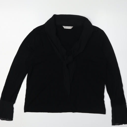 Wrap Women's Black Wrap Blouse, Size 16, Flared Sleeves