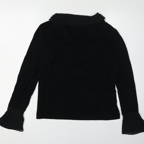 Wrap Women's Black Wrap Blouse, Size 16, Flared Sleeves