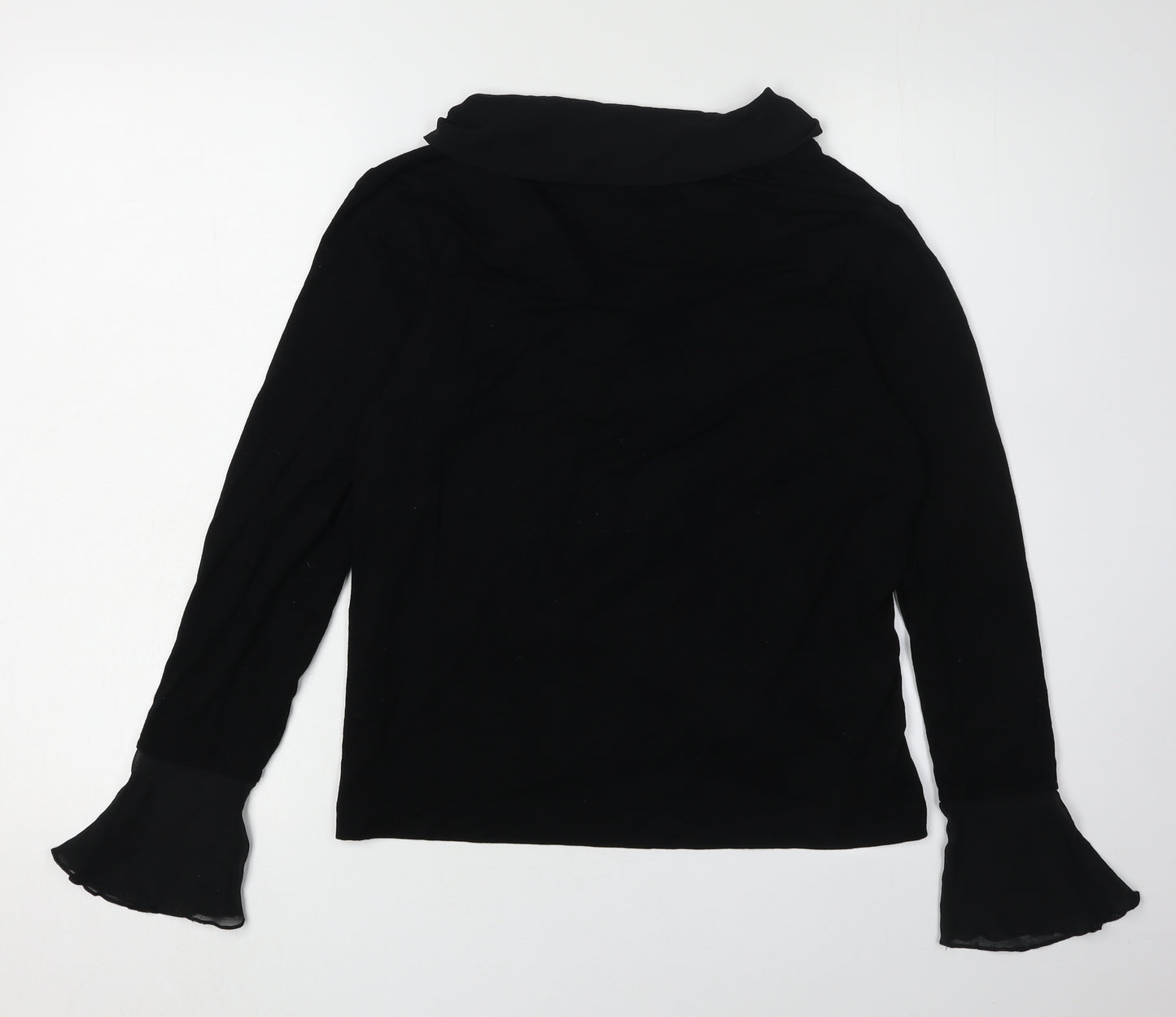 Wrap Women's Black Wrap Blouse, Size 16, Flared Sleeves