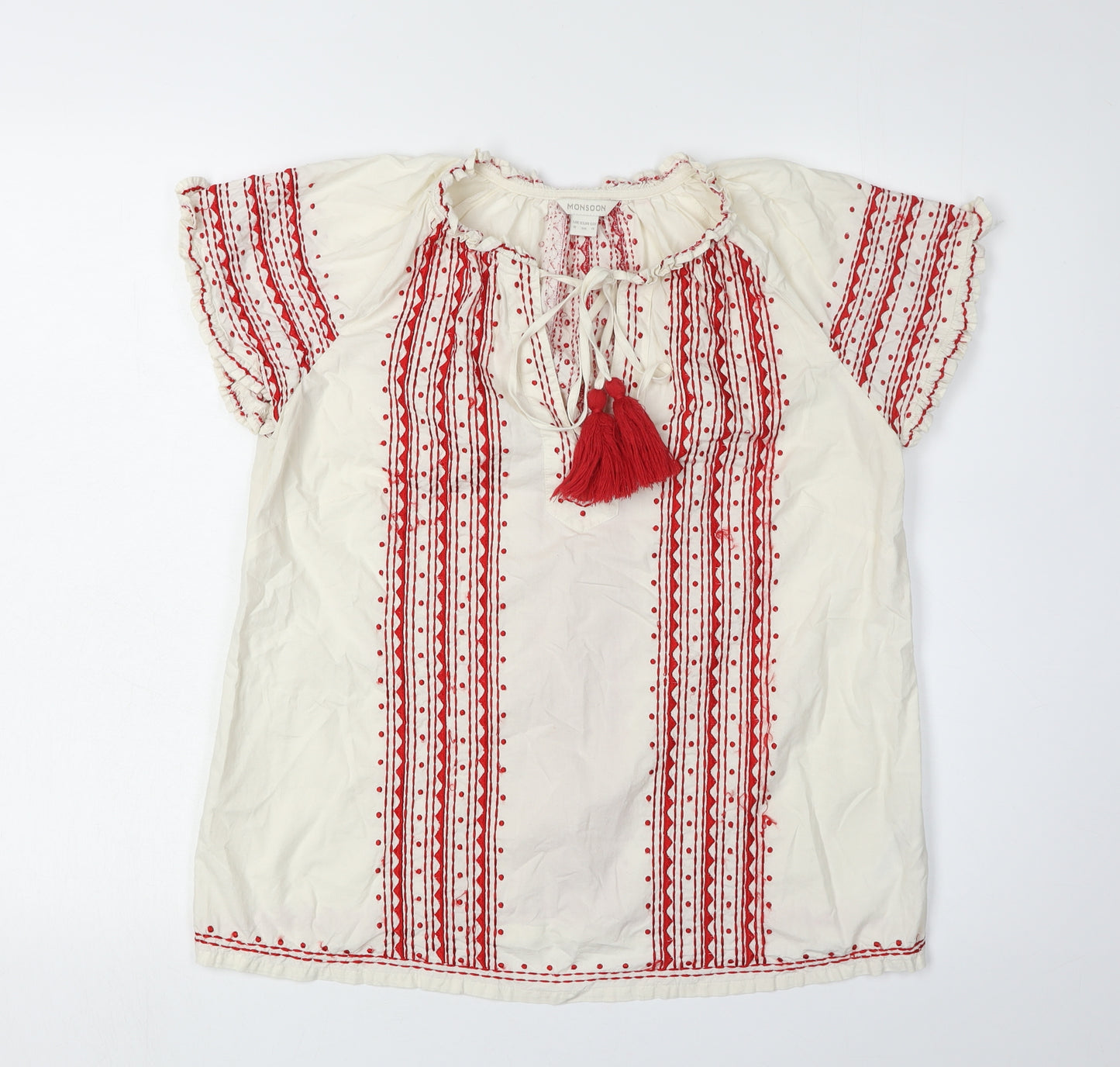 Monsoon Women's Ivory Tunic Blouse, Size 8, Bohemian Style