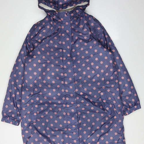 Cotton Traders Women's Blue Polka Dot Rain Coat, Size 14