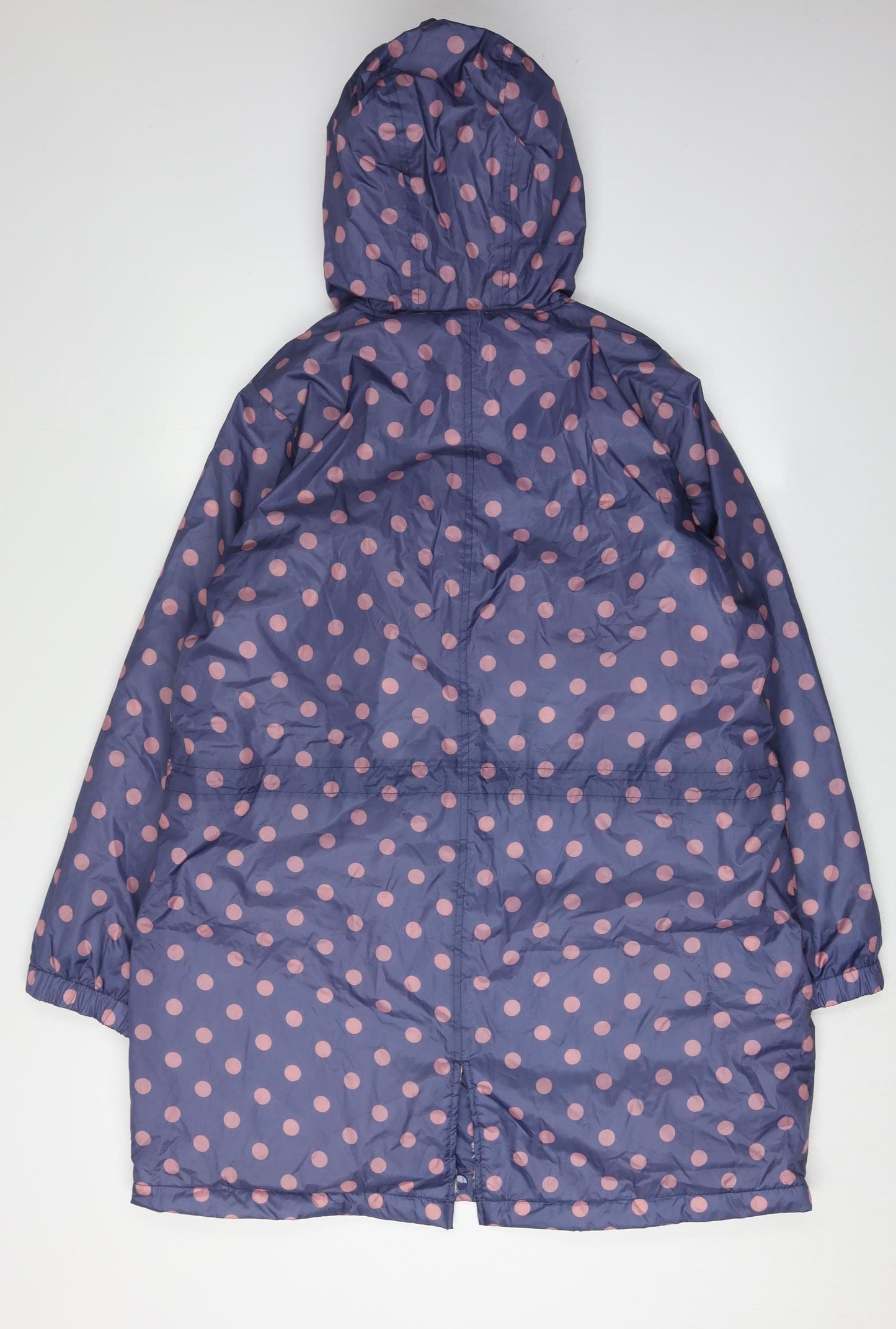Cotton Traders Women's Blue Polka Dot Rain Coat, Size 14
