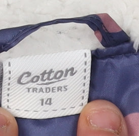 Cotton Traders Women's Blue Polka Dot Rain Coat, Size 14