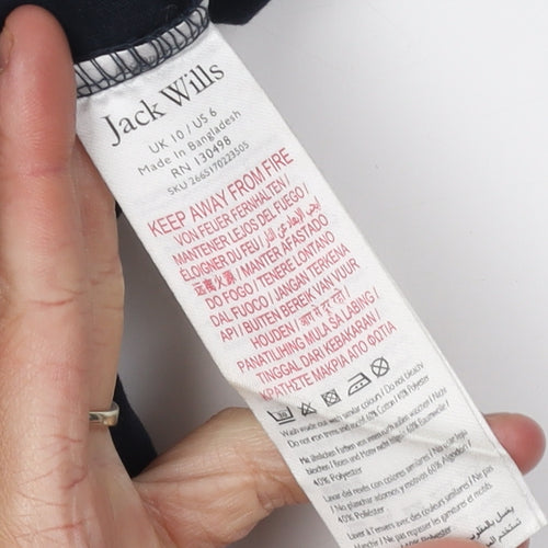 Jack Wills Women's Black Ringer T-Shirt Size 10