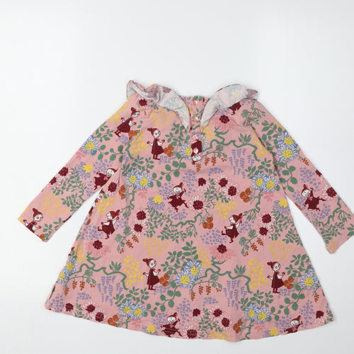 Moomin Girls Pink Floral A-Line Dress, 4 Years, Casual Style