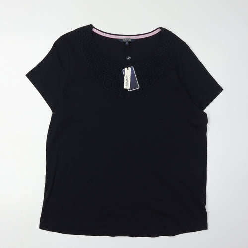 MAINE Black Women's Crochet Accented T-Shirt Size 20