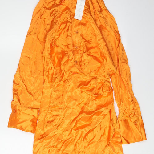 ZARA Women's Orange Shirt Dress, Size S, Casual Style