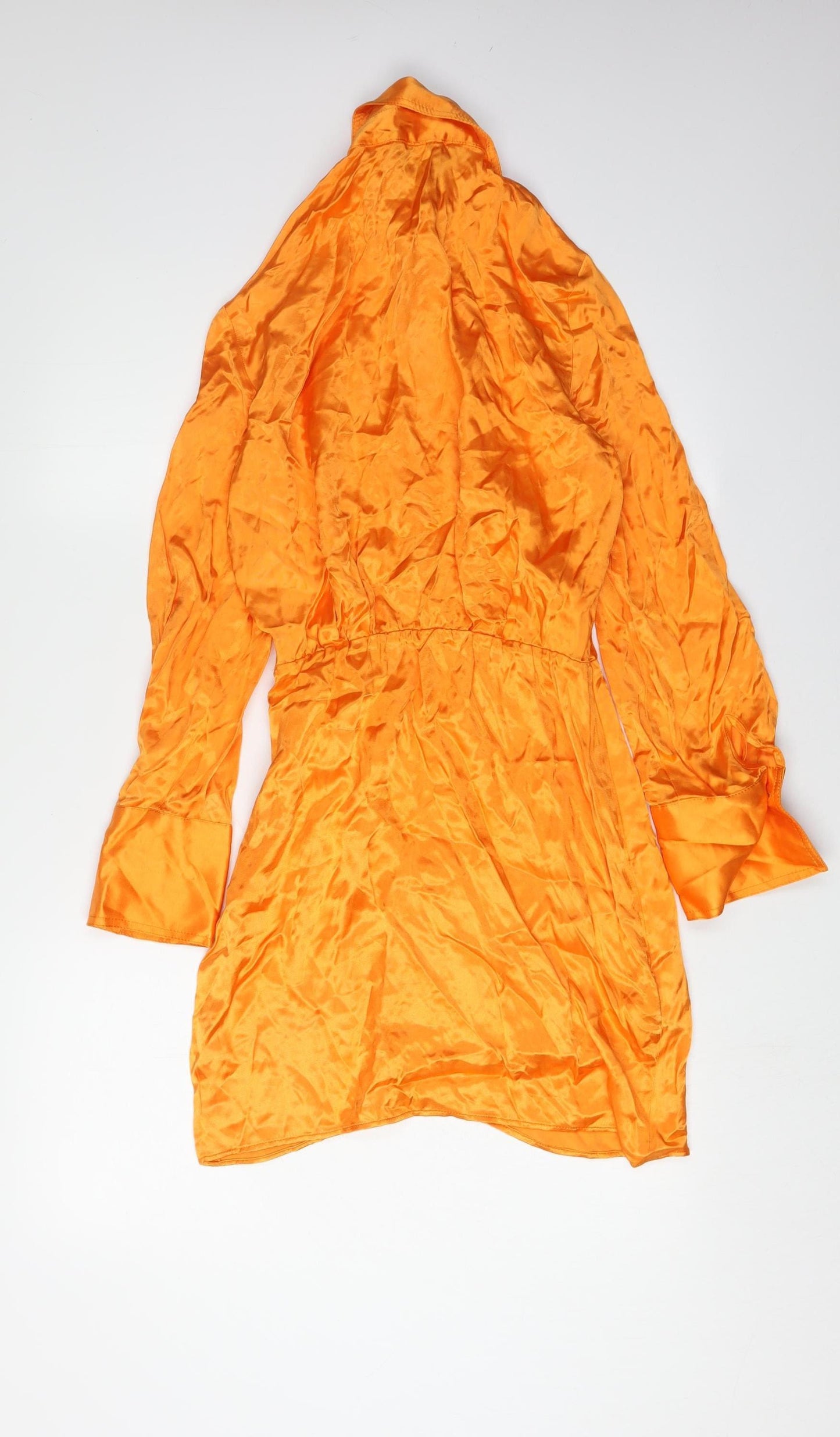 ZARA Women's Orange Shirt Dress, Size S, Casual Style