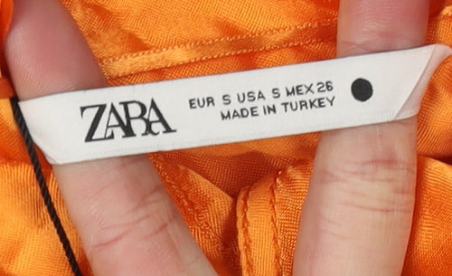 ZARA Women's Orange Shirt Dress, Size S, Casual Style