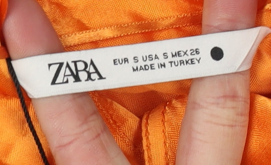 ZARA Women's Orange Shirt Dress, Size S, Casual Style