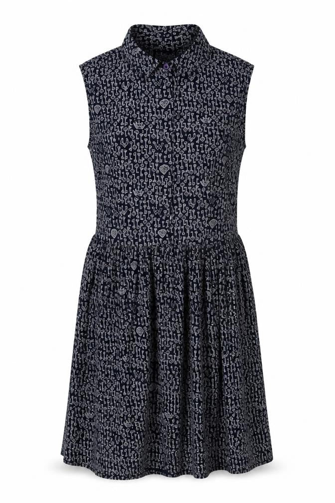 Front view of Jack Wills Women's Black Sleeveless Collared Dress