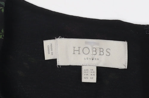 Hobbs Women's Black Floral Midi A-Line Dress Size 18