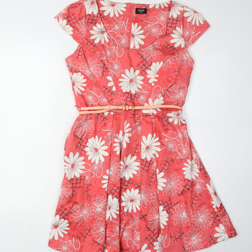 Oasis Women's Red Floral Fit & Flare Dress, Size 12