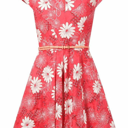 Oasis Women's Red Floral Fit & Flare Dress, Size 12