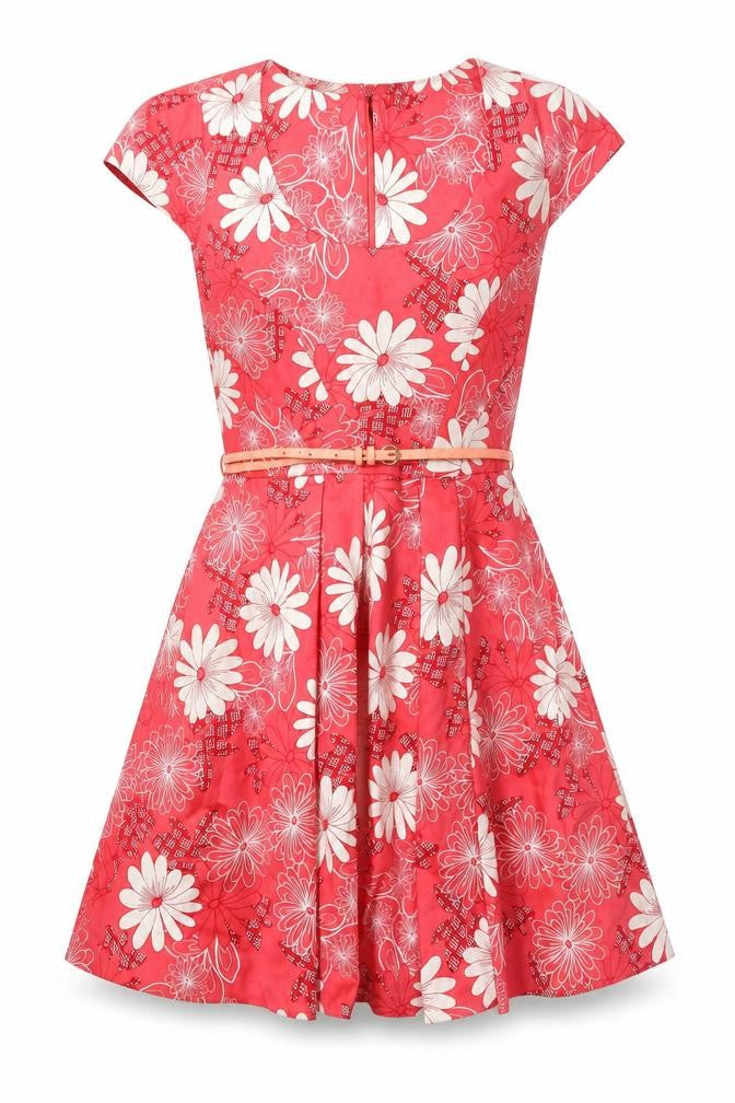Oasis Women's Red Floral Fit & Flare Dress, Size 12