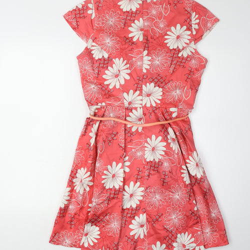 Oasis Women's Red Floral Fit & Flare Dress, Size 12