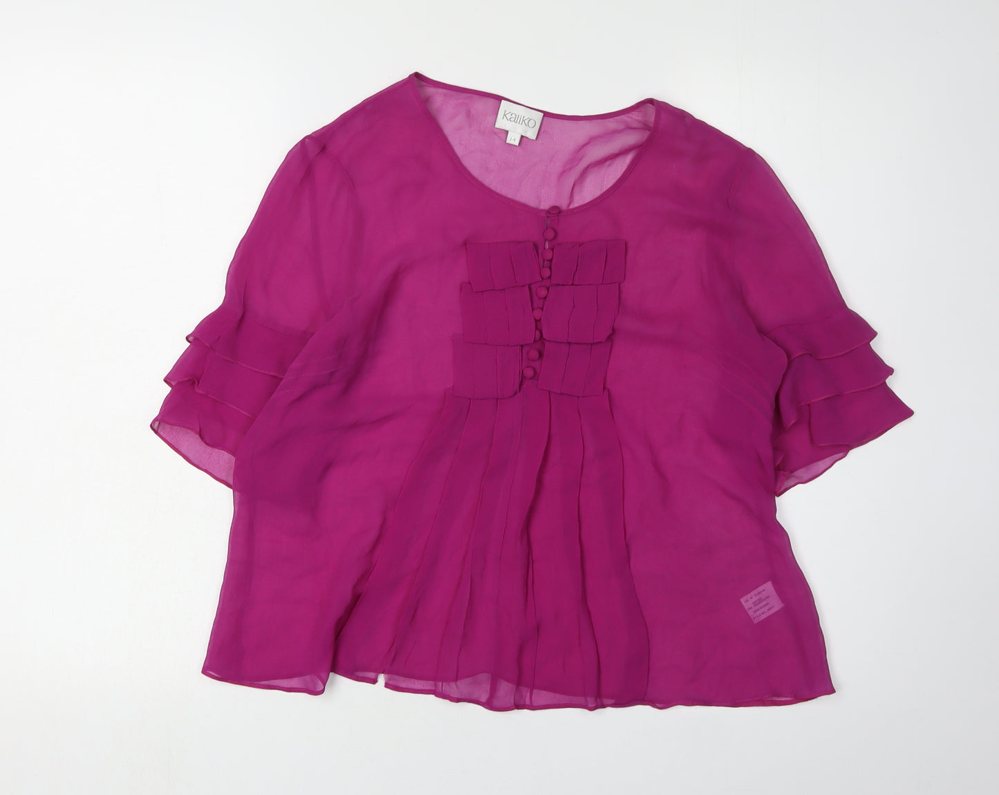 Kaliko Women's Purple Blouse, Size 14, Button Accent