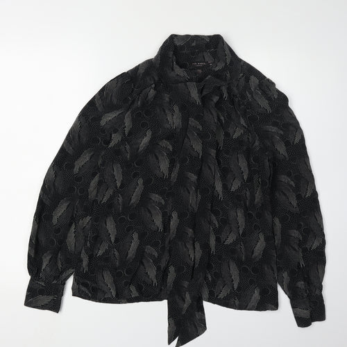 Ted Baker Womens Black Silk Collared Blouse M