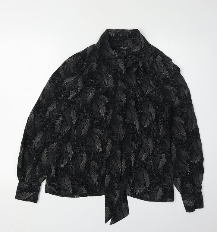 Ted Baker Womens Black Silk Collared Blouse M
