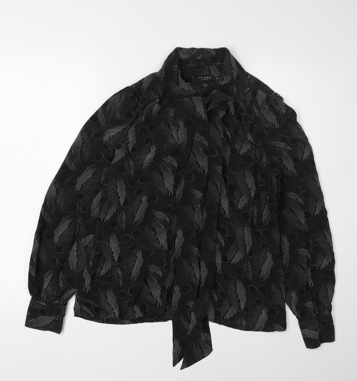 Ted Baker Womens Black Silk Collared Blouse M