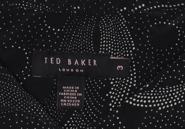 Ted Baker Womens Black Silk Collared Blouse M