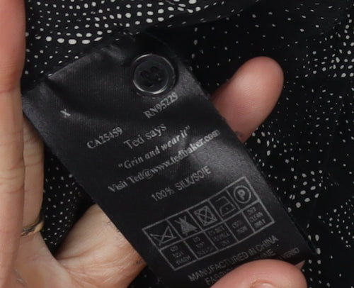 Ted Baker Womens Black Silk Collared Blouse M