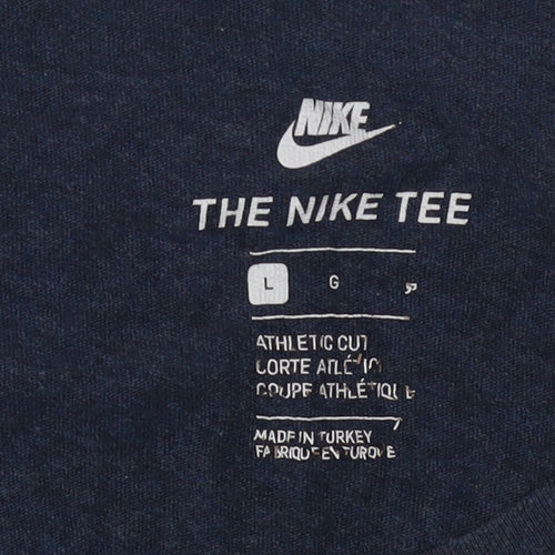 Nike Men's Blue Athletic Fit Tee, Size L, Crew Neck