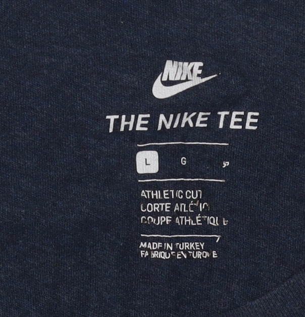 Nike Men's Blue Athletic Fit Tee, Size L, Crew Neck