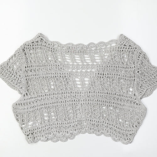 Per Una Women's Grey Open-Knit Shrug, Size 16