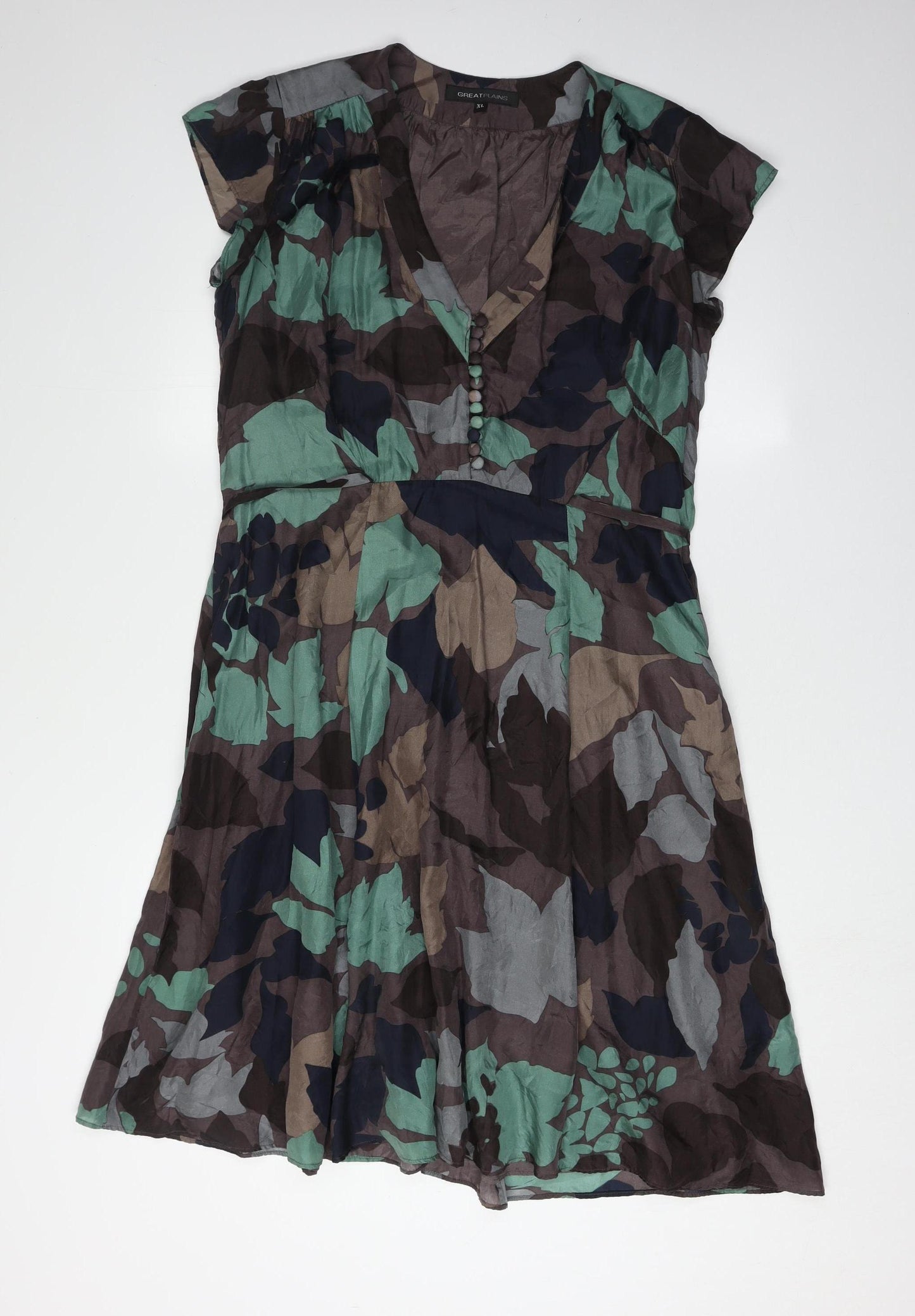 Great Plains Women's Multicoloured XL V-Neck Dress