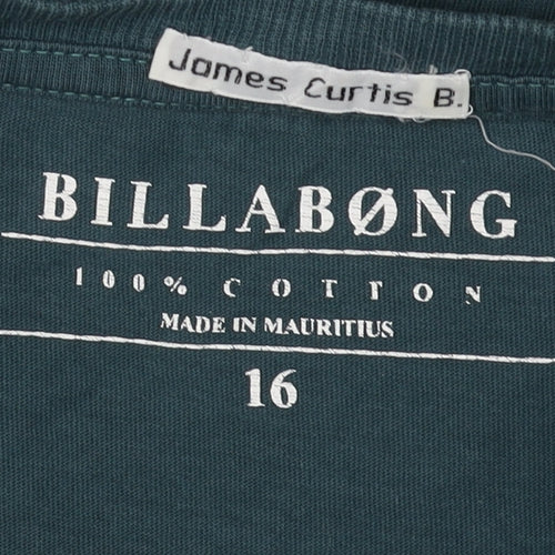 Billabong Men's Green Graphic Print T-Shirt Size 16