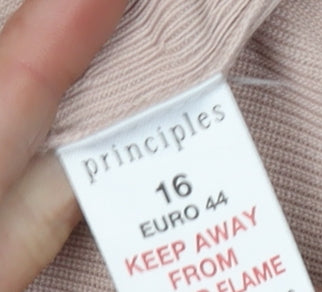 Principles Women's Beige Embroidered Long Sleeve Top, Size 16