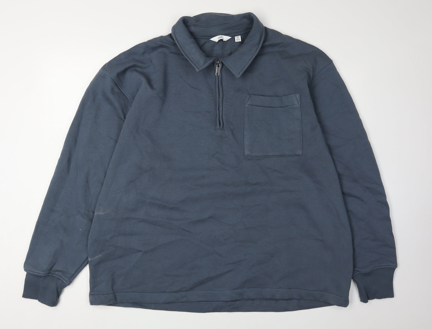 Next Men's XL Blue Collared Zip Sweatshirt