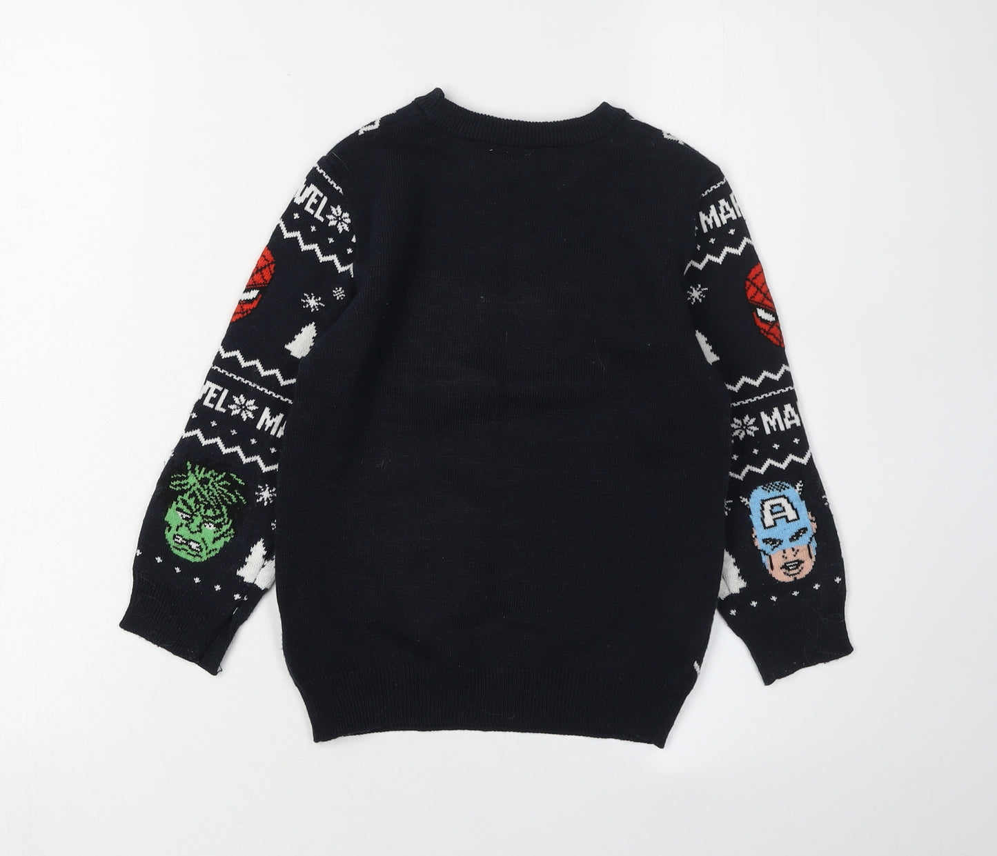Marvel Boys Black Superhero Christmas Jumper 5-6 Years